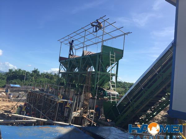 haomei 60m3/h stationary concrete batching plant install in Manila