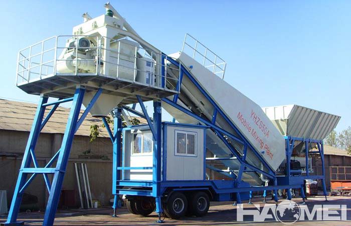 Mobile concrete mixing plant factory