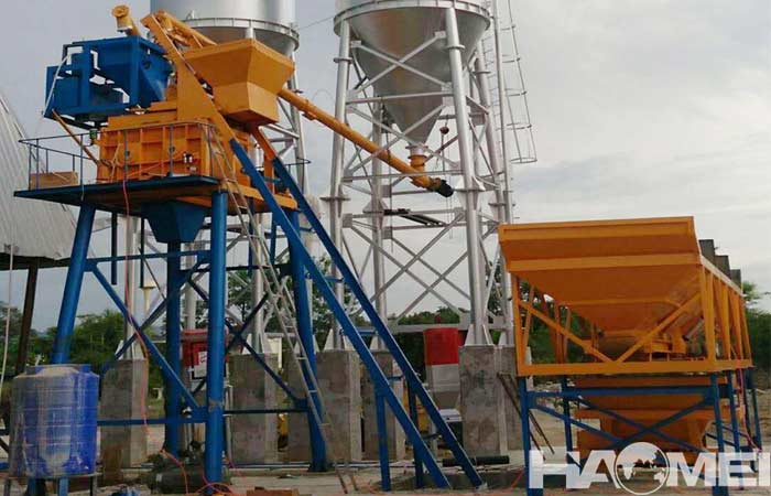 Twin shaft mixer batching plant HZS