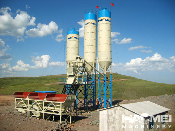 skip type concrete mixing plant price