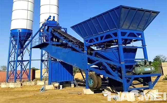 mobile concrete batching plant for road construction