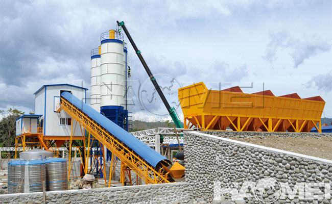 90m3/h belt conveyor concrete batching plant